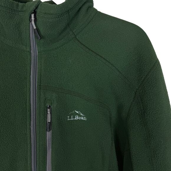 L.L.Bean Sweatshirt Mens Large Green Slightly Fitted Fleece Full Zip Mock Neck - Picture 5 of 10